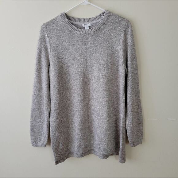 J. Jill Zinc Shimmer High-Low Crew Neck Sweater - Picture 2 of 10